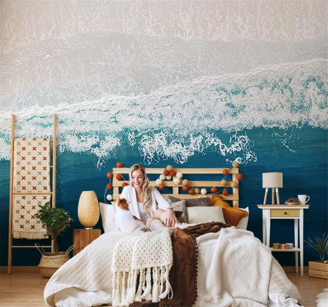 beibehang custom Abstract ocean oil painting wallpapers for living room TV background home wall paper sofa mural wall covering