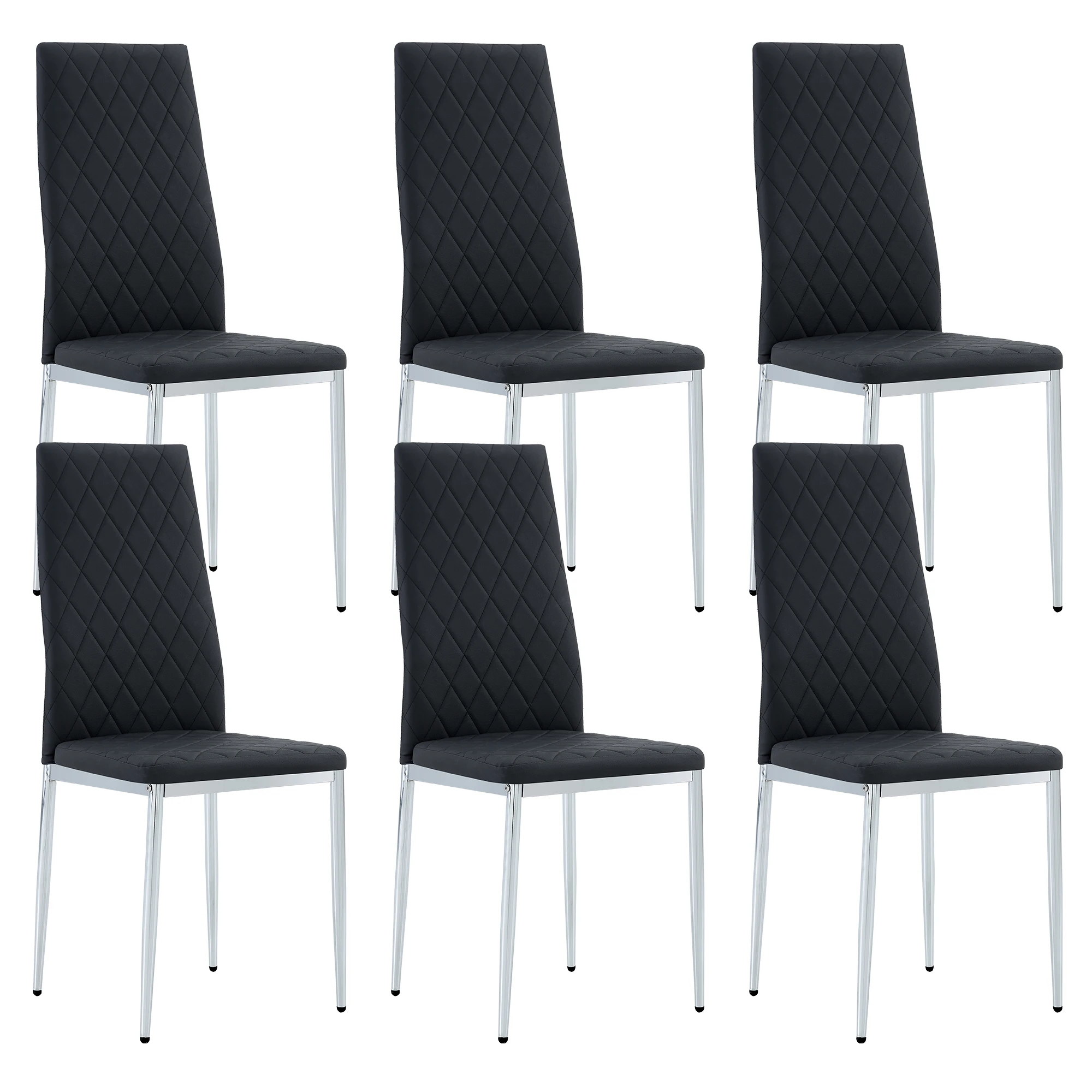 6-piece set Grid Shaped Armless High Back Dining Chair,Office Chair. Applicable to DiningRoom, Living Room, Kitchen and Office