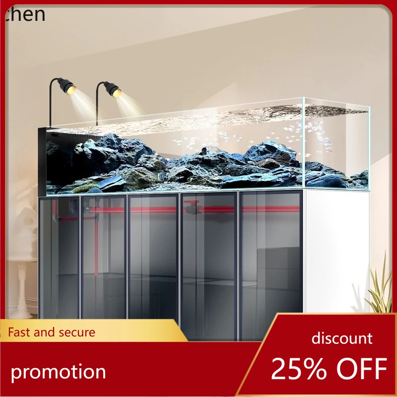 

ZML fish tank landscaping stream tank ultra-white glass bottom filter high-end living room aquarium floor screen partition large