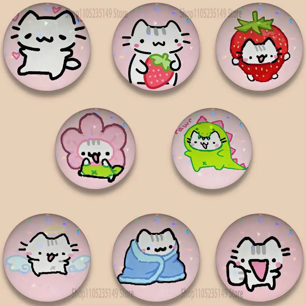 

Cute Strawberry Cat Pins 58mm Cute Cartoon Badge Handmade Brooches for Backpack Accessories Jewelry Gifts