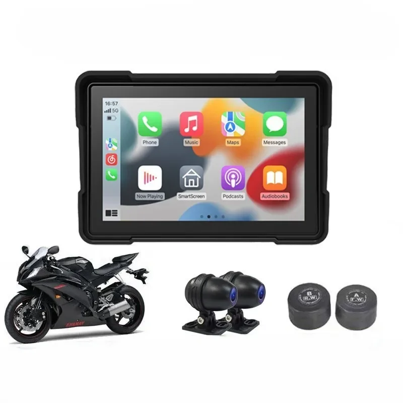 

Motorbike Waterproof Car Recorder Dual Lens Car Cast Navigation Real-time Screen Monitoring Carplay Tyre Pressure Monitoring