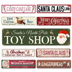 Vintage Merry Christmas Road Signs, 4x16 Inches Metal Tin Sign, Retro Santa Claus Street Sign, Hot Chocolate, Room Decor, WY298