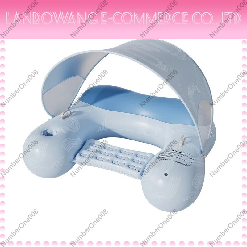 Detachable Sunshade Inflatable Water Lounge Float with Cup Holder Summer Pool Beach Floating Chair for Outdoor