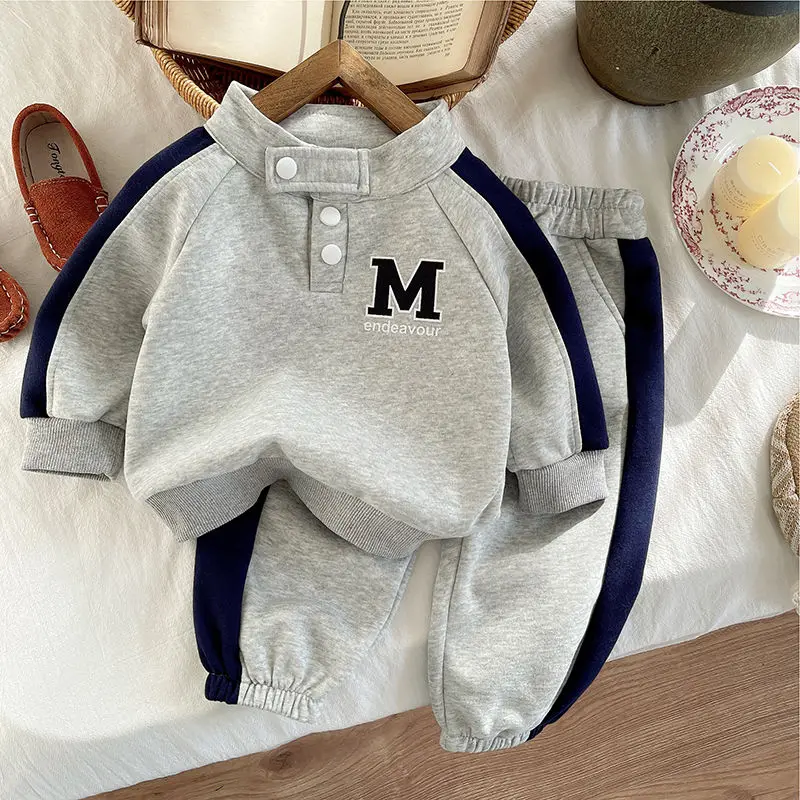 New Boys Clothing Children Cotton Letter Set Spring Fall Kids Girls Long Sleeve Sweatshirt Tops Sport Pants Casual 2Pcs Outfits