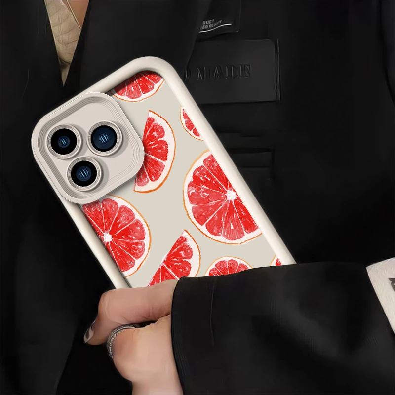 حافظة هاتف ناعمة لهاتف Xiaomi Poco M7 4G M6 Plus M5S M4 C55 C51 C50 C40 C31 M3 Pro M2 C65 C61 غطاء نمط الفاكهة والخوخ والبرتقالي