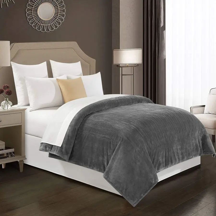 

Плюшевое одеяло с электрическим подогревом и 4-позиционным контроллером, 50x60, серый