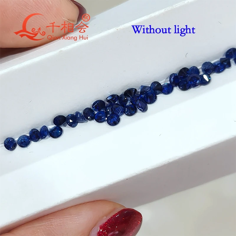 0.8mm -2.9mm melee royal blue lab created sapphire round shape diamond cut including minor cracks inclusions loose gem stone