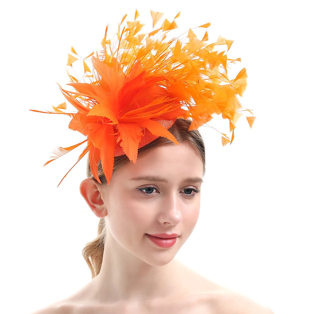 Sinamay Ladies Chic Fascinators Hats with Feather, Racing Season Kentucky Derby Hats for Women Ladies