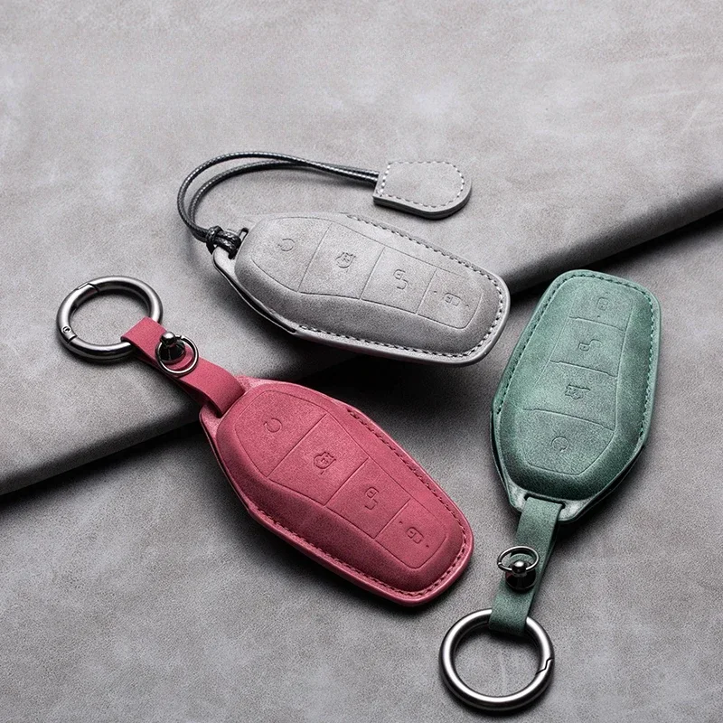 

Leather Car Key Case Cover Remote Fob Holder Keychain For BYD Song Plus Atto 3 Han EV Tang DM Qin Seal Dolphin Key Accessories