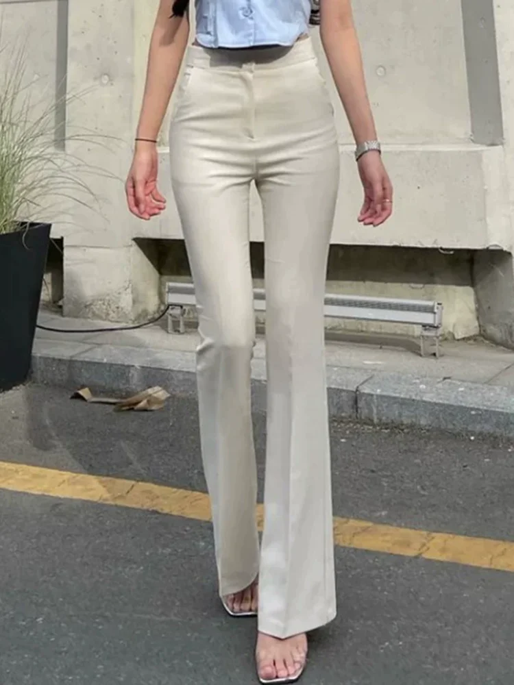 Bureau nouveau mince taille haute costume pantalon mode coréenne femmes décontracté Bootcut pantalons jambe large droite pantalon élégant