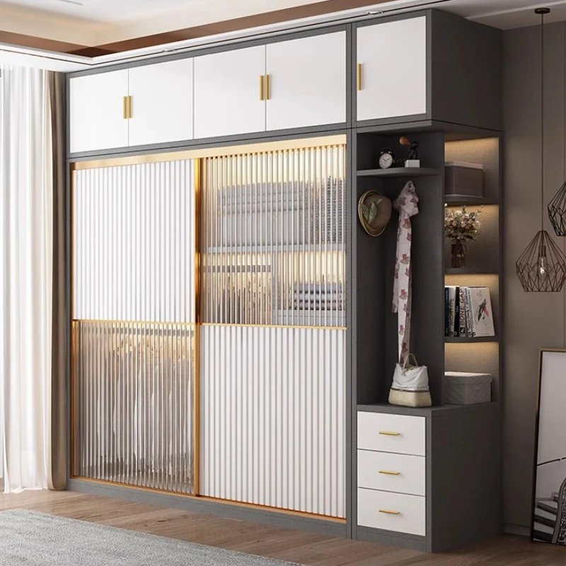 Glass Display Cabinet Wardrobe with Storage Drawer Organizer Apartment Home Furniture