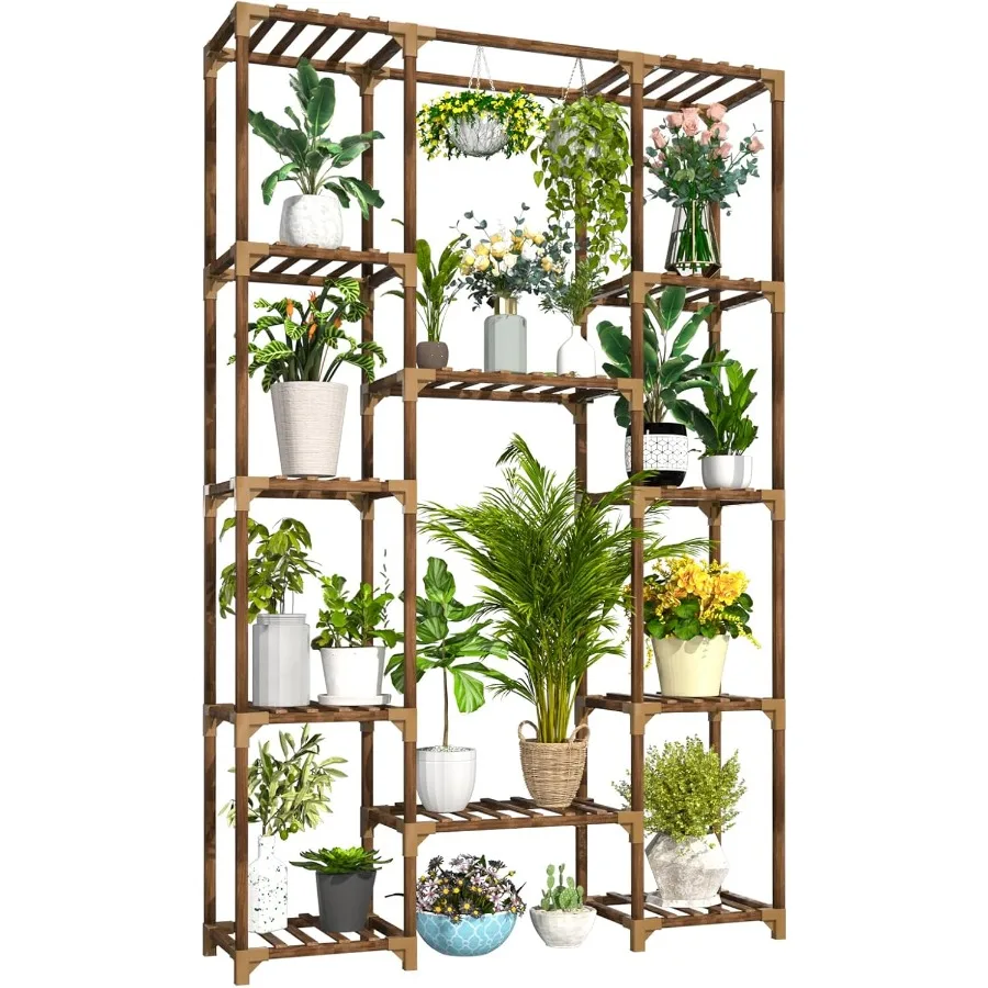 

Tall Indoor Outdoor Plant Stand Large 12 Tier Plant Rack with Wooden Shelves for Room Balcony Garden Patio