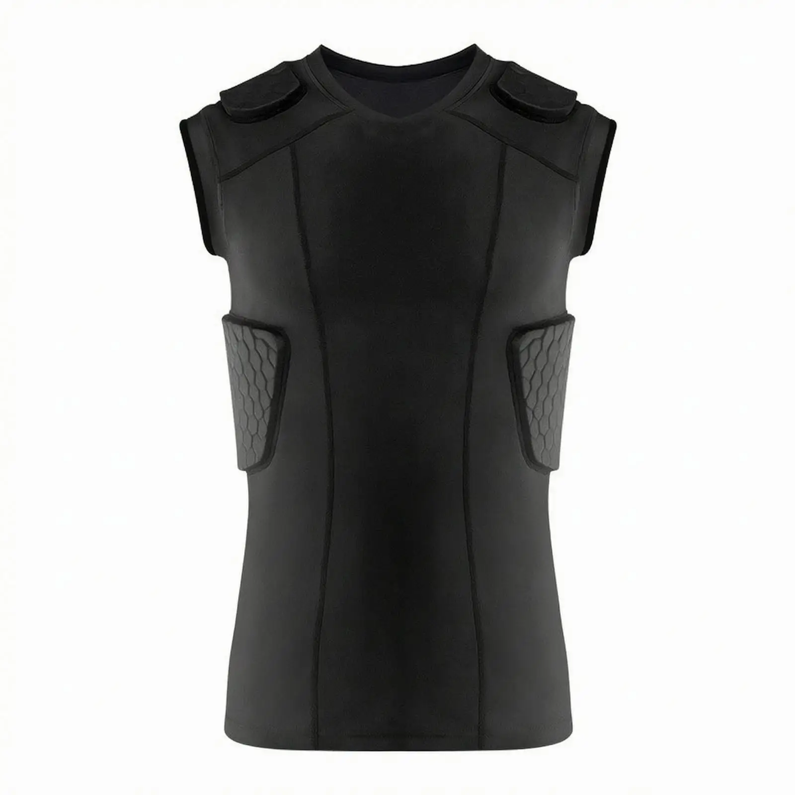 Sleeveless Basketball Vest for Men with Shoulder Pads Hexagon Impact Protection for Collision Sport Play