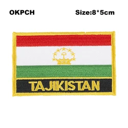 Tajikistan Flag Embroidery Patches Iron on Saw on Transfer patches Sewing Applications for Clothes in Home&Garden