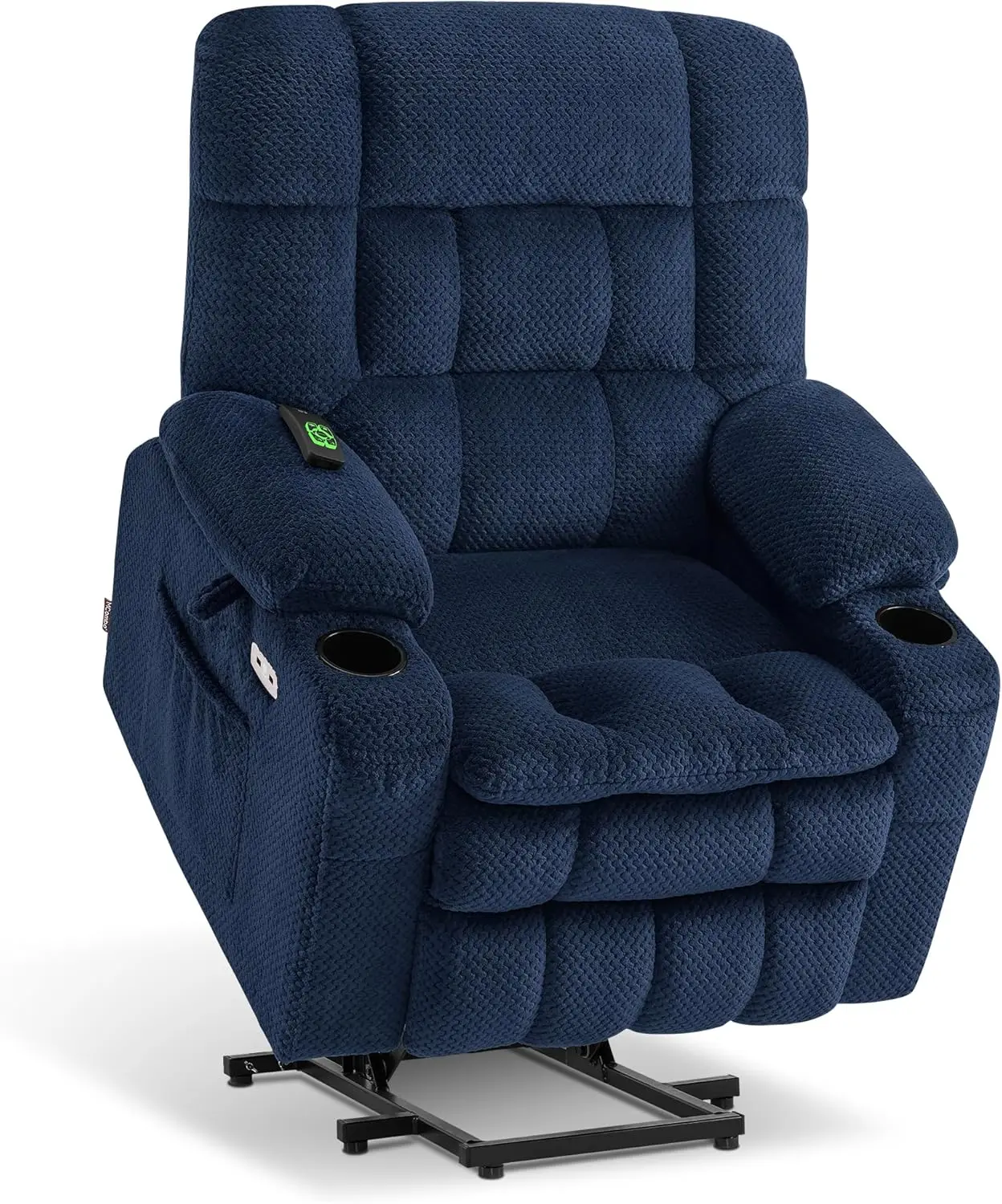 

Small Dual Motor Power Lift Recliner Chair Sofa with Massage and Heat for Elderly People Petite Infinite Position Navy Blue