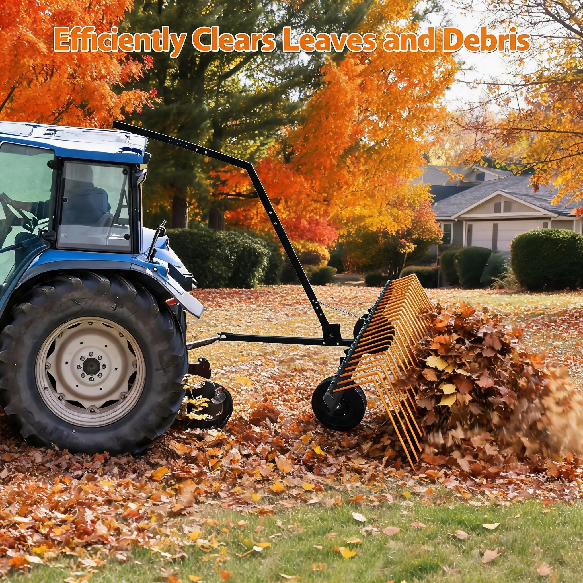 60'' Tow Behind Lawn Dethatcher,24 Durable Spring Steel Tines Lawn Dethatcher, Tow Behind Steel Pine Straw Rake Designed to Lawn and Garden Tractors