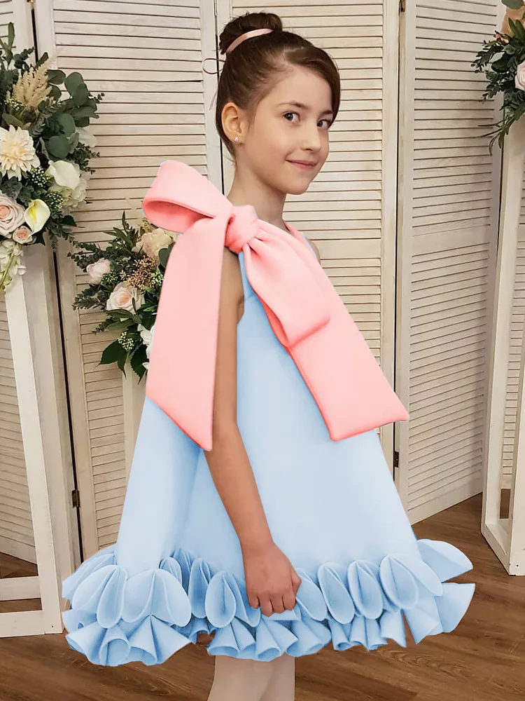 European and American Children's Dress Dopamine Vest Dress Bow Spring and Summer Birthday Fashion Sweet Girl Princess Dress