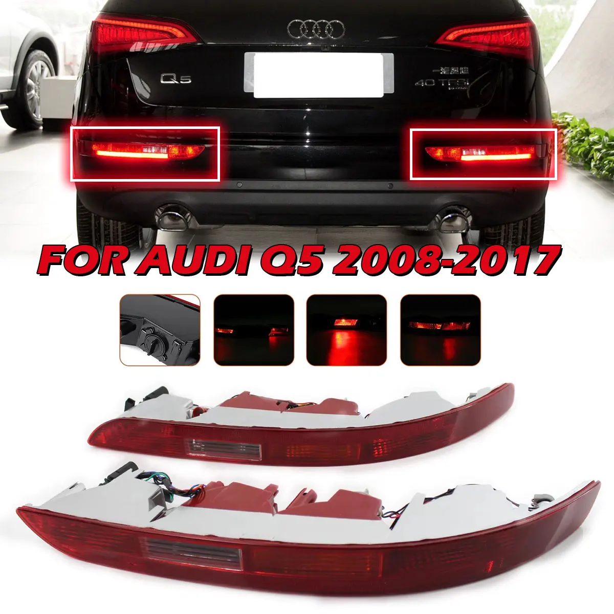 Rear Bumper Tail Light With Bulbs For AUDI Q5 2008-2017 2013 2010 2016 2009 Reflector Brake Stop Reverse Signal Lamp Car Lights