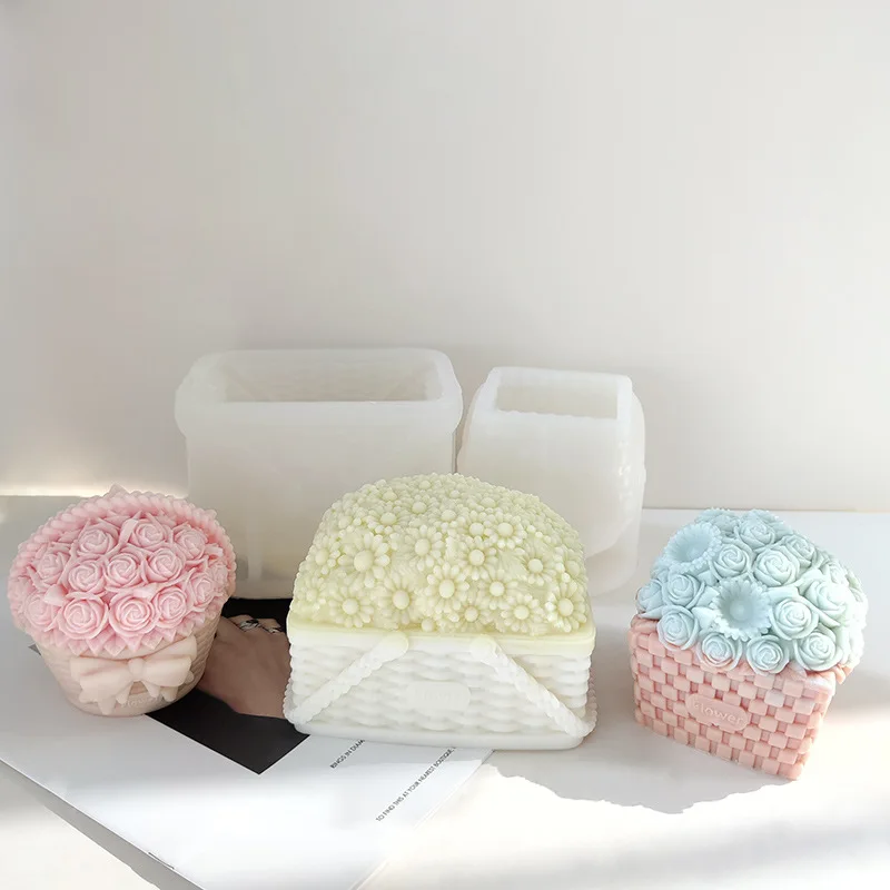 

В форме цветочной корзины форма для выпечки тортов, «сделай сам», ароматерапия, свеча, ароматный камень, штукатурка, украшение, абразивные инструменты, в наличии