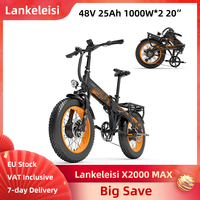 Lankeleisi X2000 MAX Electric Bike 48V 20Ah 960Wh1000W*2 Dual Motor 20 Inch Fat Tires Foldable E-Bike Hydraulic Disc Brakes