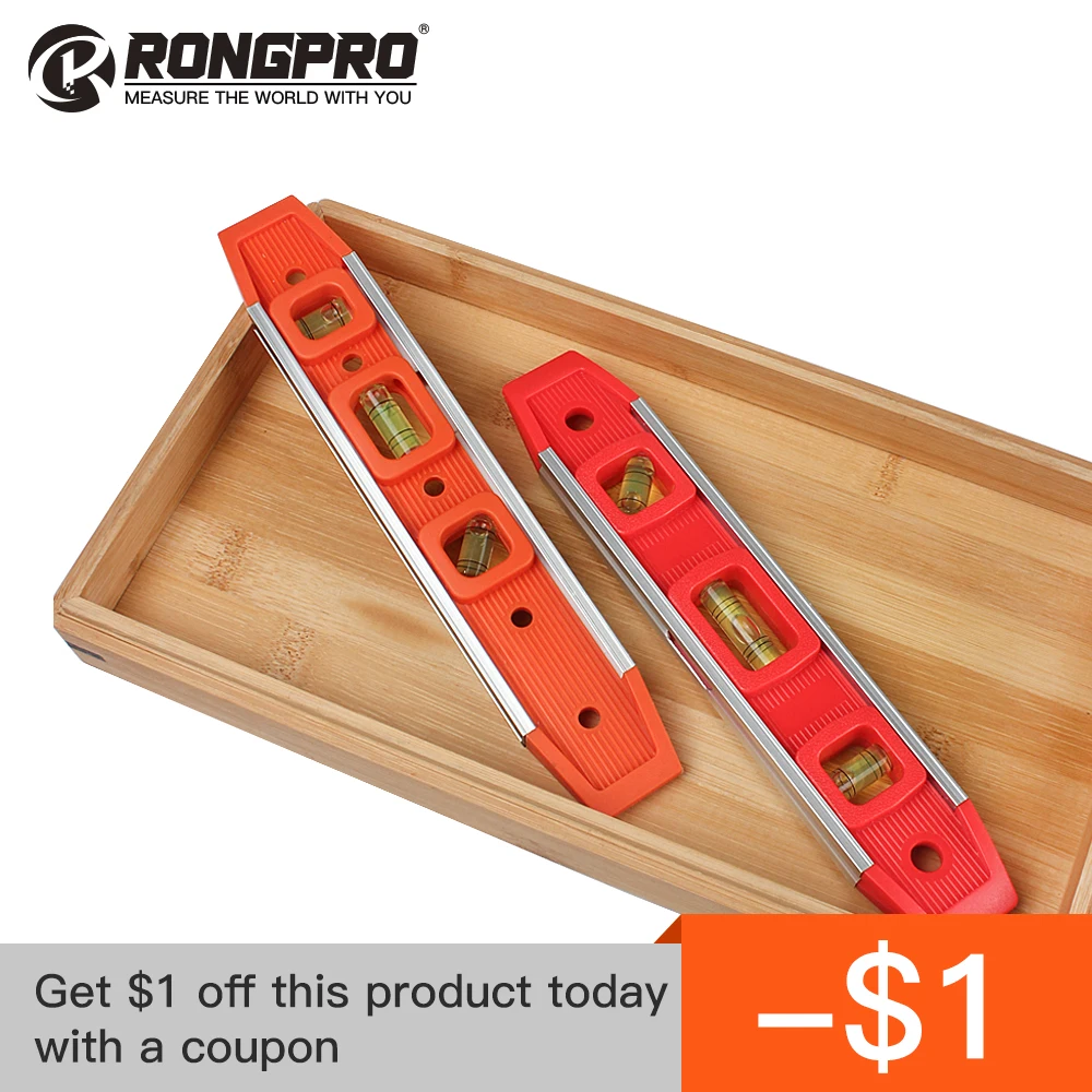 Rongpro 230mm 3 Bubble Portable Level Ruler Mini  Balance Ruler ABS Furniture Tool Measurement magnetic Micro Measurement