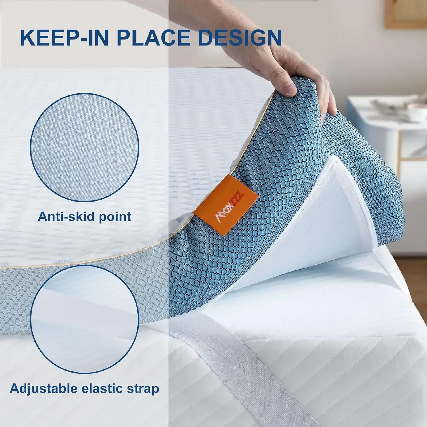 Maxzzz-Surmatelas en mousse à mémoire de forme, 4 pouces, queen size, surmatelas de lit en gel infusé avec mousse haute densité extra optimiste