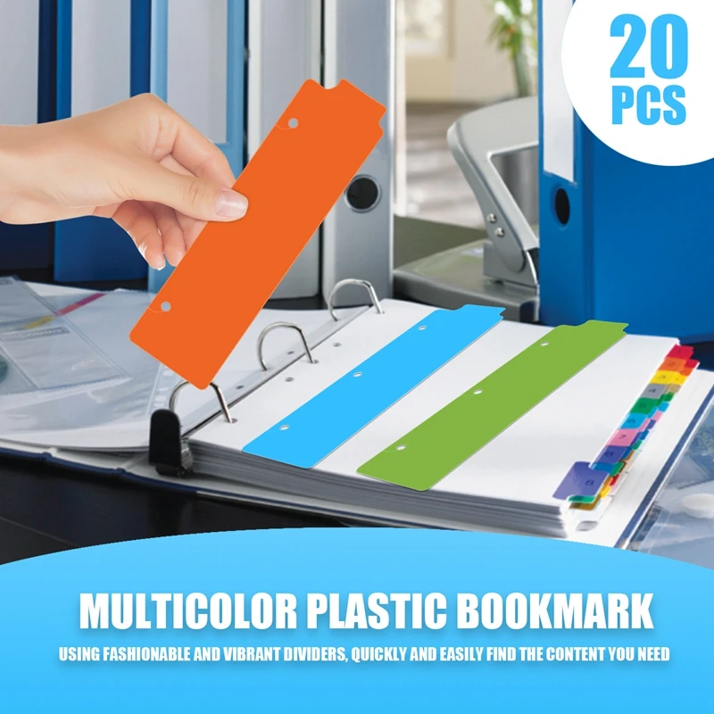 20 Pieces Snap-In Plastic Bookmark Mini Binder Dividers Snap In Bookmark For Planner Multicolor Plastic Bookmark