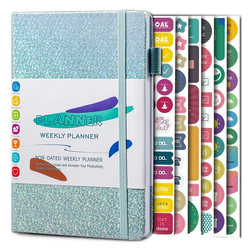 A5 Notebook Paper Diary Notebook With Elastic Strap And Journal Stickers Easy To Use Approx. 21 X 14.5Cm