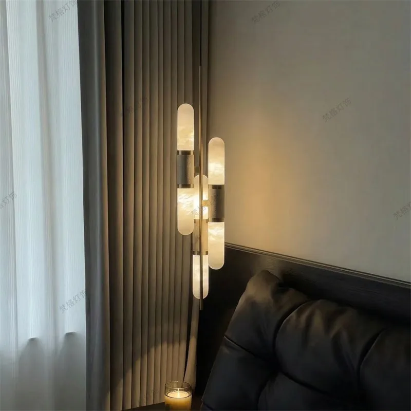 Alabaster Ceiling Pendant Light Alabaster Chandelier for Bedroom Living Dining Room Loft Natural Marble Bedside Pendant Lamp
