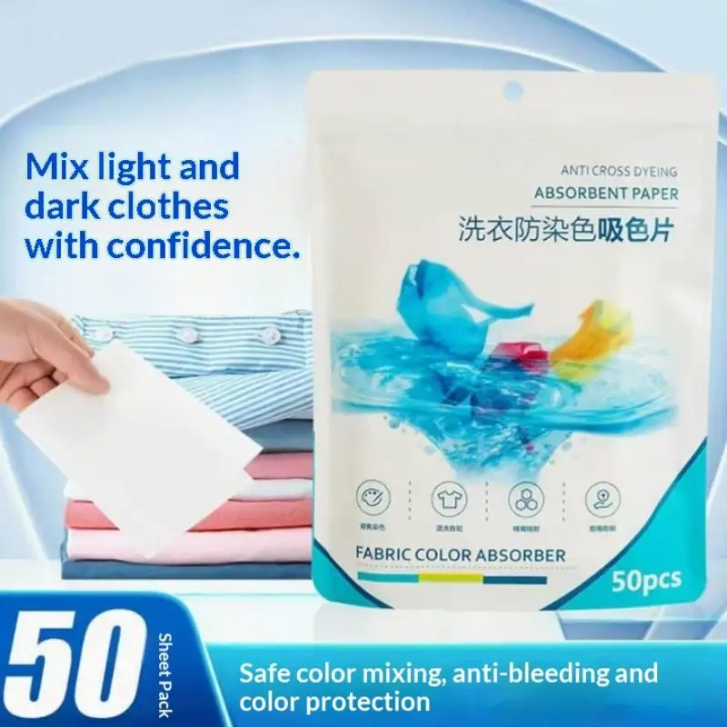 【CC】30/50/100Pcs Laundry Color Absorbing Paper Anti Dyeing Color Catcher Sheets For Washing Machine
