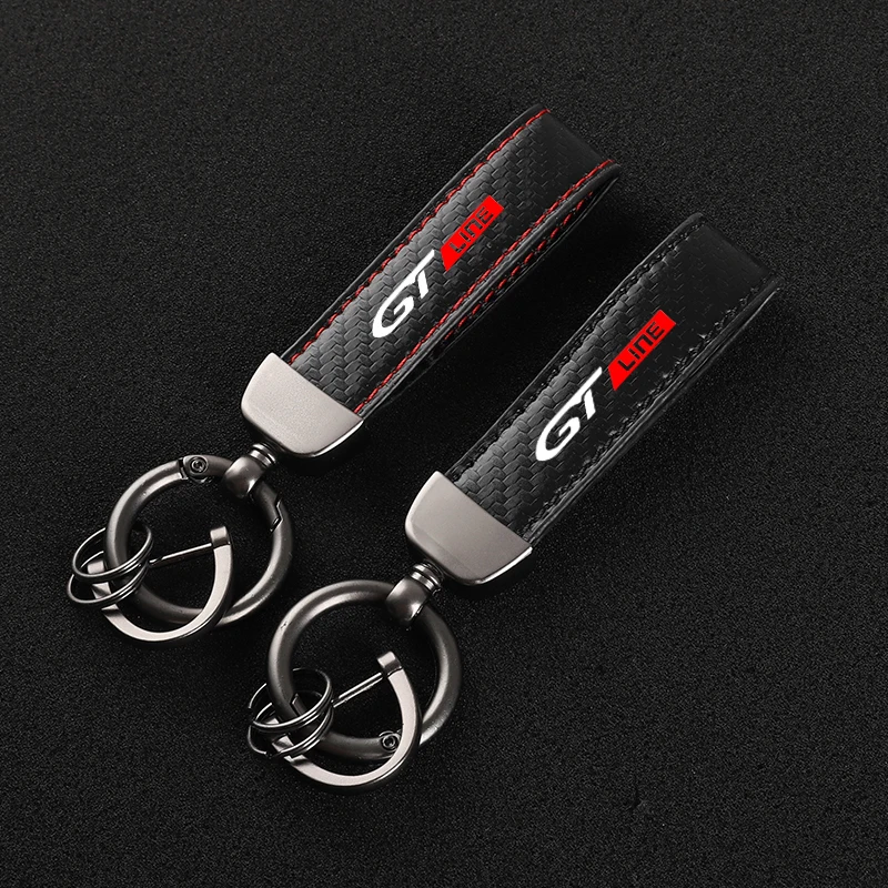 Leather Carbon Fiber Car Rings Keychain Zinc Alloy Keyrings For Peugeot gt gti gtline 508 5008 3008 208 2008 308 car