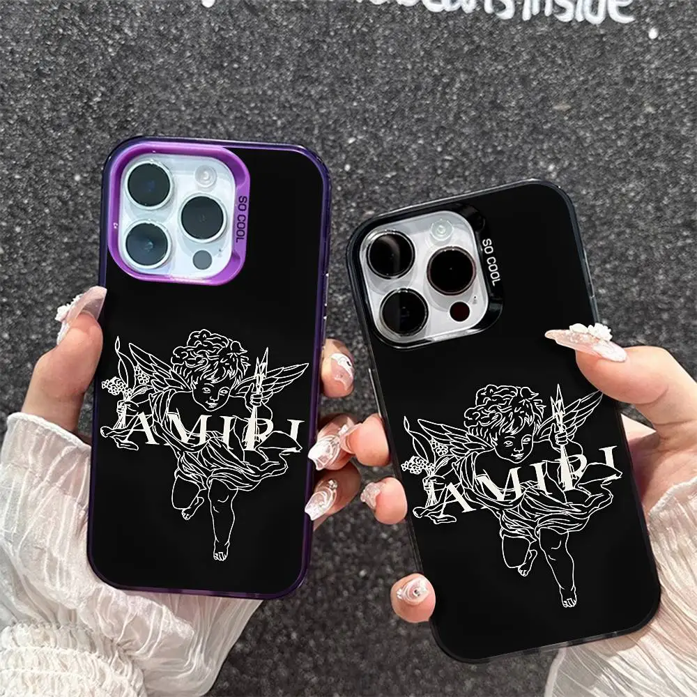 1PC Luxury Design A-Amiries Phone Case For IPhone 17 Air 16 15 14 13 12 11 Pro Max Plus Color Shockproof Back Silver Cove