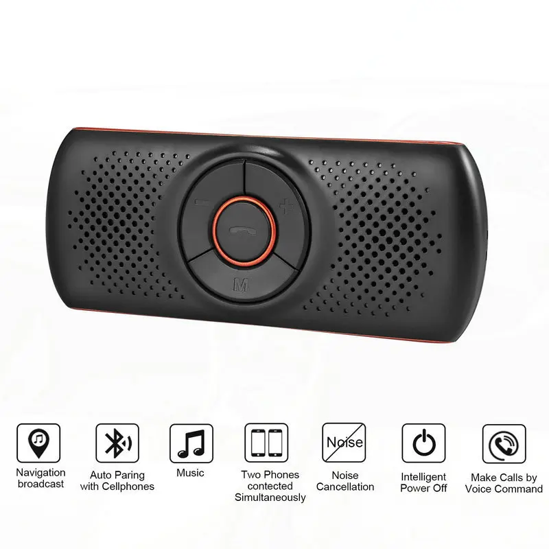 Kit de voiture sans fil compatible Bluetooth, haut-parleur mains libres, haut-parleur multipoint pare-soleil pour téléphone Smartphones B-T de voiture