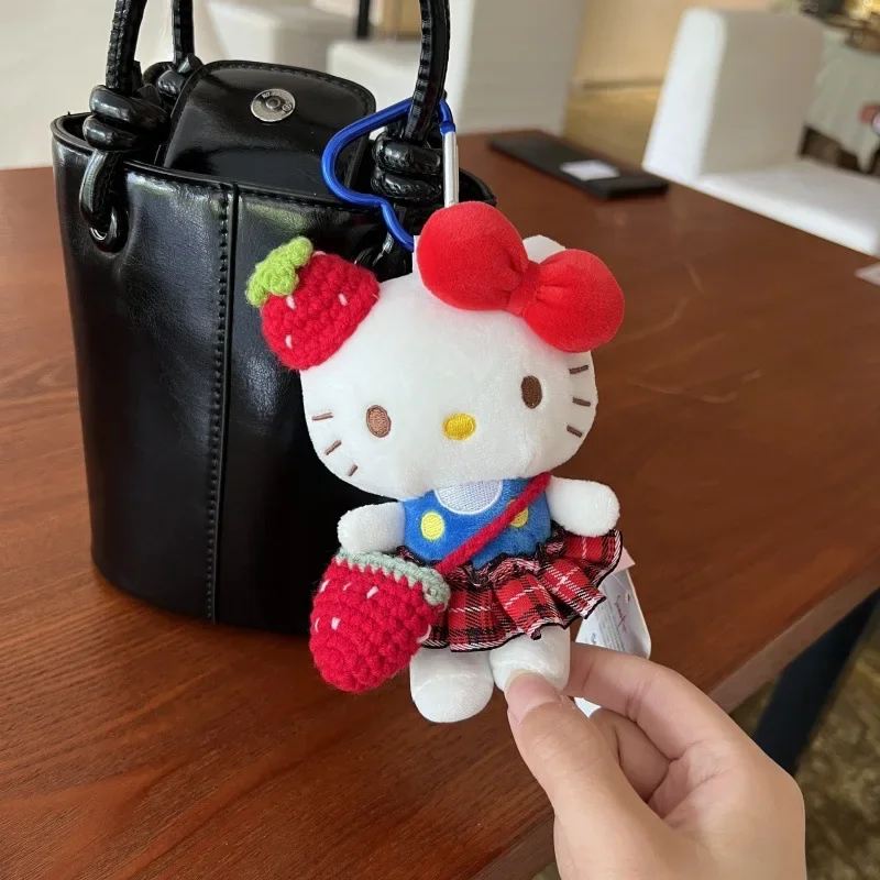 جديد Kawaii سانريو مرحبا كيتي الربيع يوم سلسلة دمية حقيبة سلسلة مفاتيح سلسلة الشنق الكرتون أنيمي زوجين على ظهره سحر لعبة هدية #4