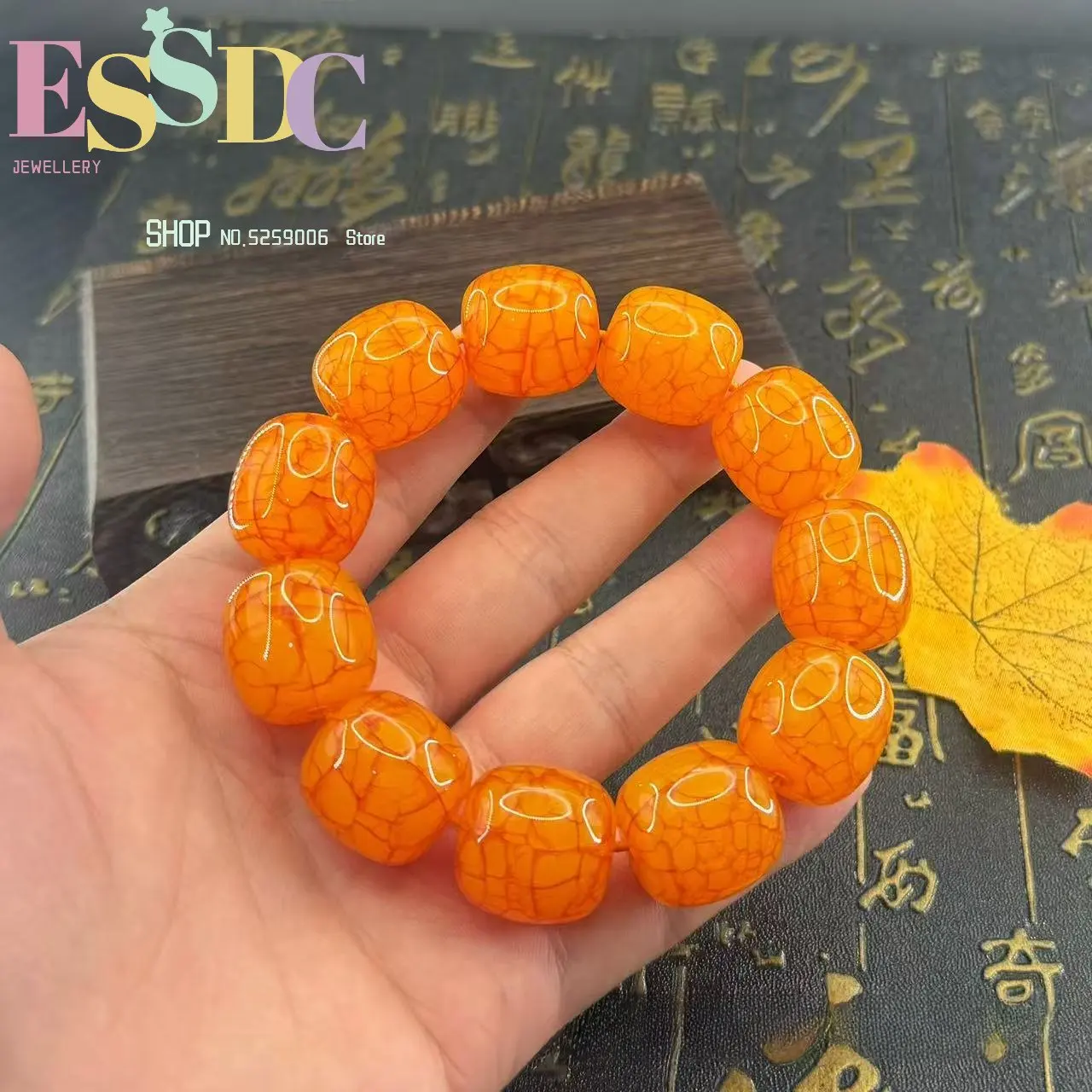 Natural beeswax turquoise bucket beads bracelet chicken oil yellow cracked bucket beads men and women same style bracelet