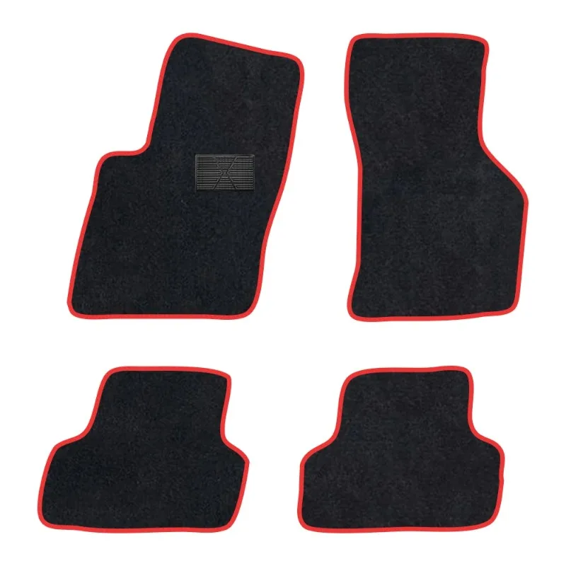 Alfombrilla de coche para Audi A3 2013-2020 Sedan 8V Saloon gamuza de poliéster antideslizante respaldo negro borde embellecedor de encuadernación roja