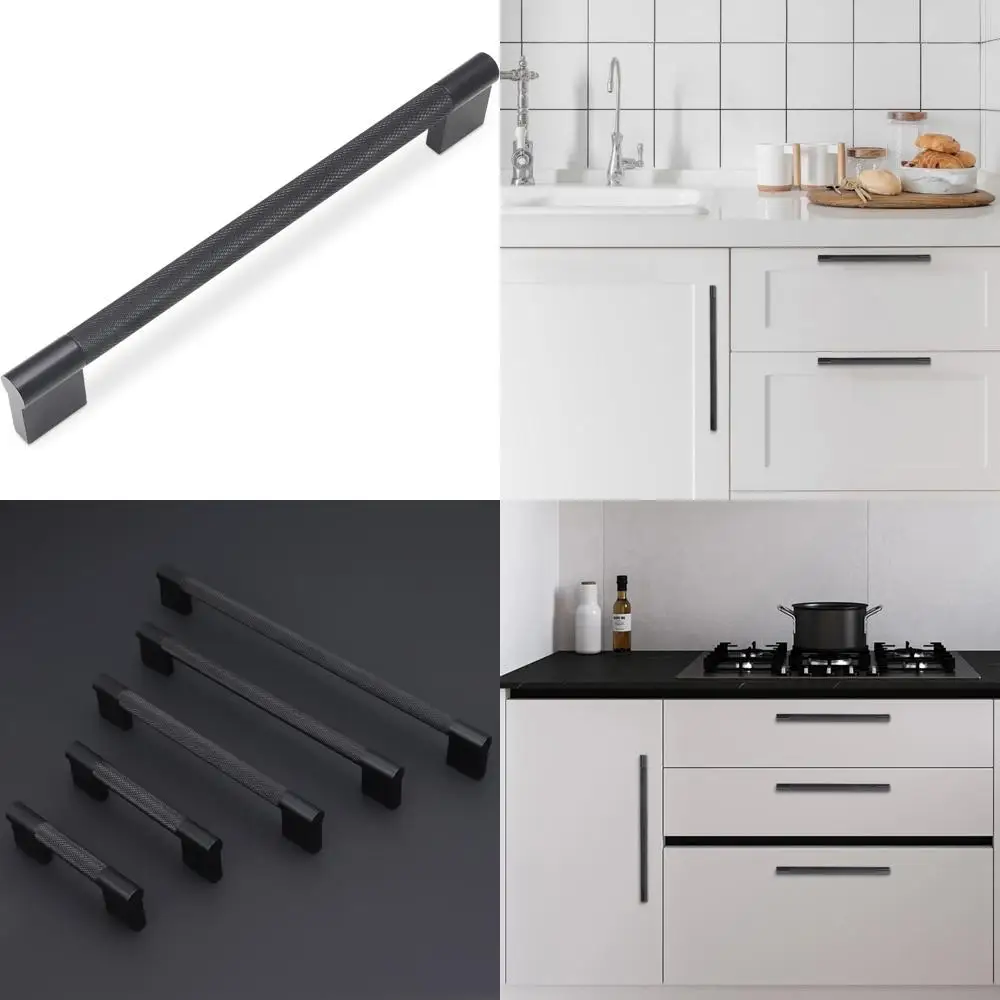 

Матовые черные ручки для шкафа 7-1/2 дюйма, кухонная фурнитура для черных кухонных шкафов в современном стиле