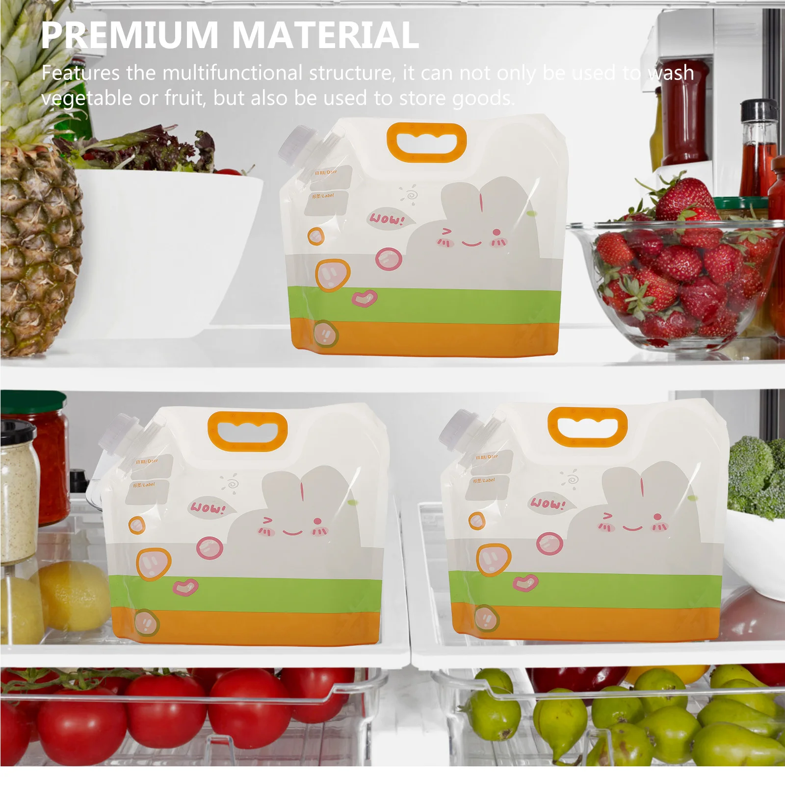 

3Pcs Grain Sealed Bag Airtight Rice Storage Containers Resealable Nuts Storage Bags Practical Home Use Easy Access