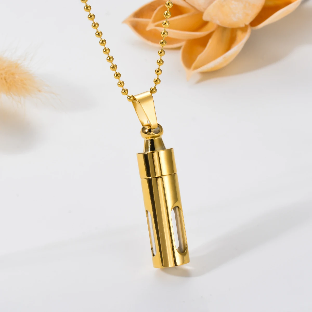 Stainless Steel Pendant Necklace Openable Glass Tube Container Urns Cylinder Cremation Memorial Pendant Necklace Jewelry