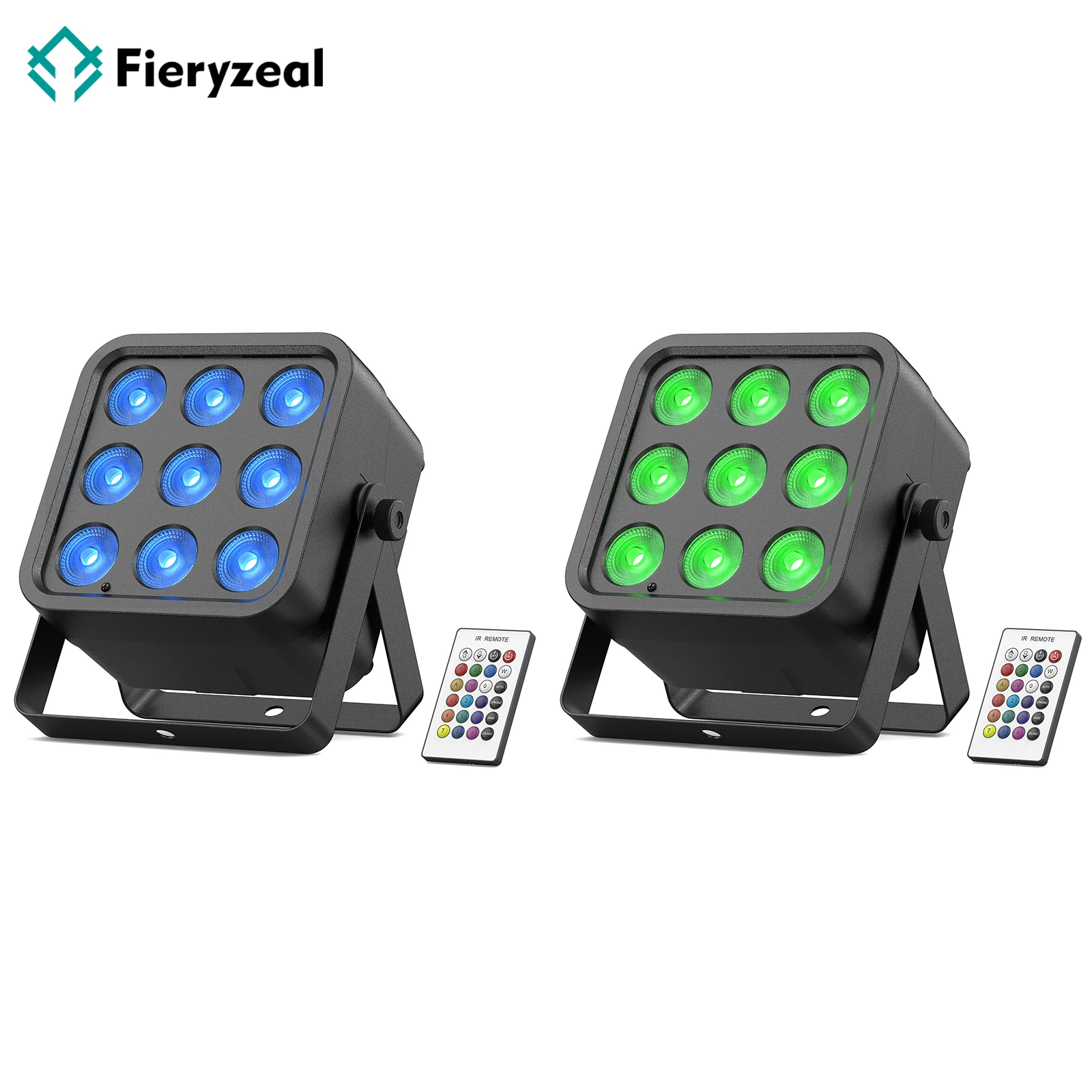 

Fieryzeal 2 шт., 54 Вт RGBWA + UV 9 светодиодный светильник Par DMX512, сценический эффект, 6 в 1, светодиодный светильник с перезаряжаемой батареей для DJ Party Club Show