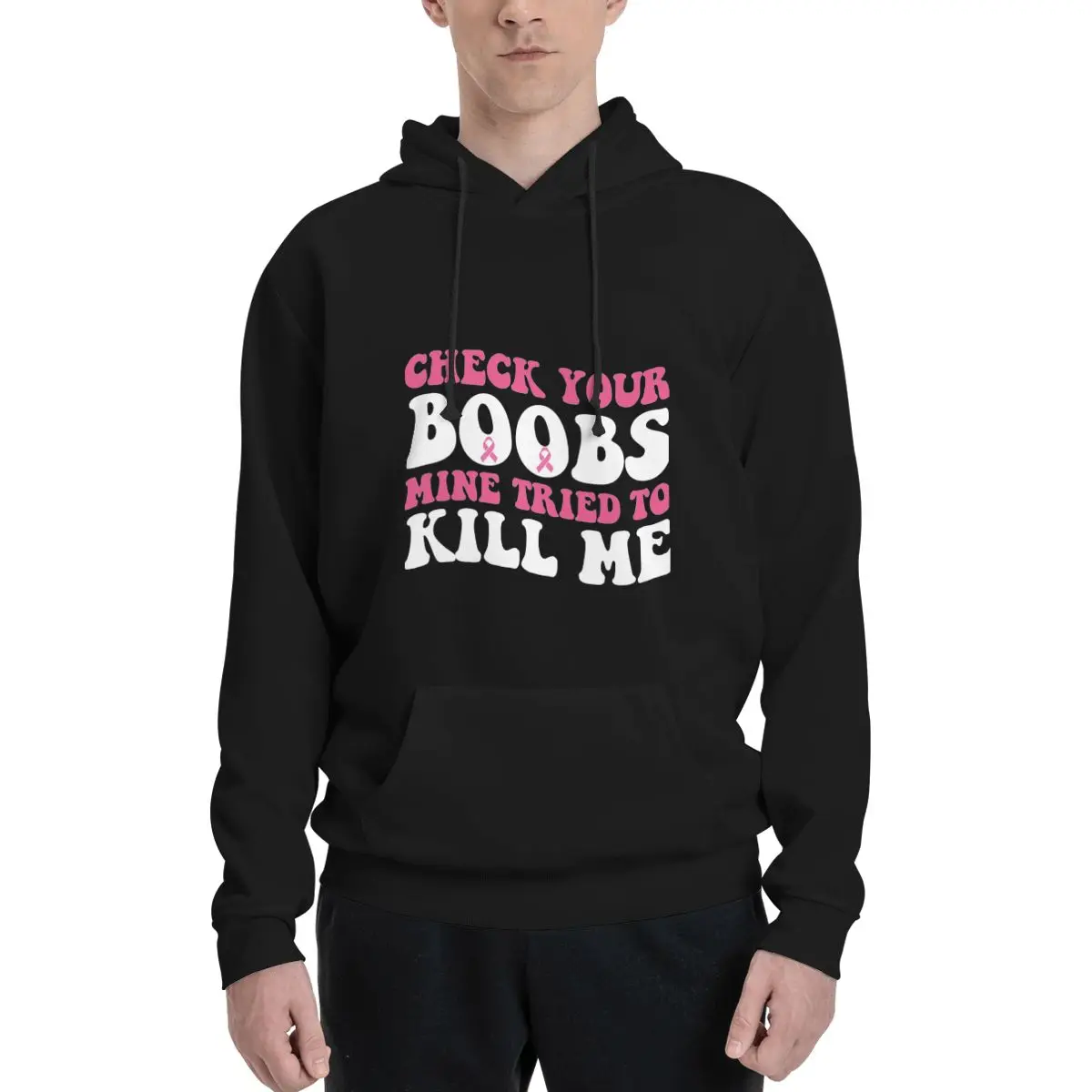 

Boobs Breast Cancer Polyester Hoodie Men's Sweatershirt Warm Dif Colors Sizes