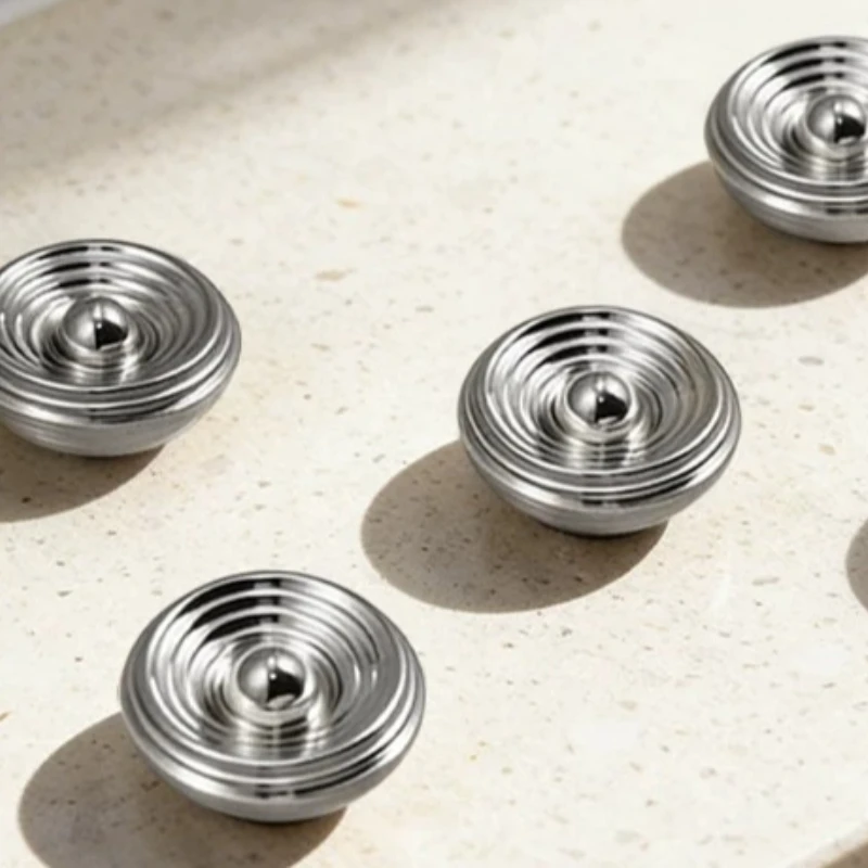 Antique Style Simple Single Hole Round Handle French Bright Chrome Light Luxury Drawer Cabinet Pulls Dining Cabinet Door Knobs