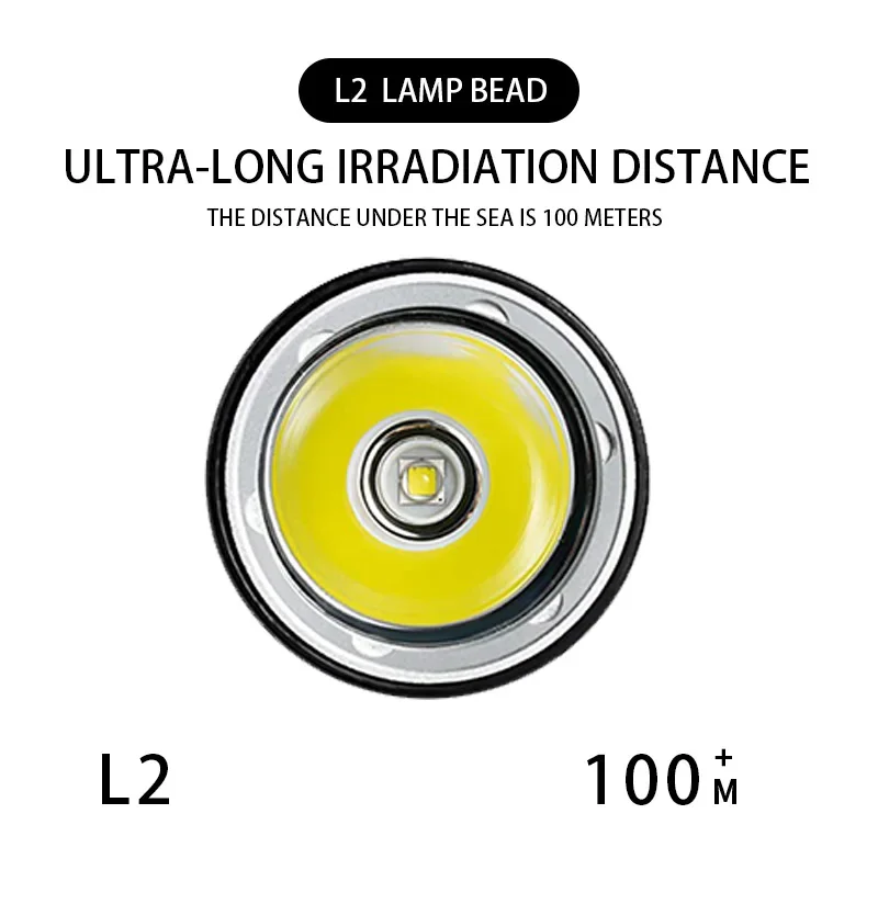 Imagem -02 - Farol de Mergulho Poderoso 5000lm Farol de Mergulho Led Recarregável Impermeável Ipx8 Profundidade de 200m Super Brilhante Lâmpada Principal