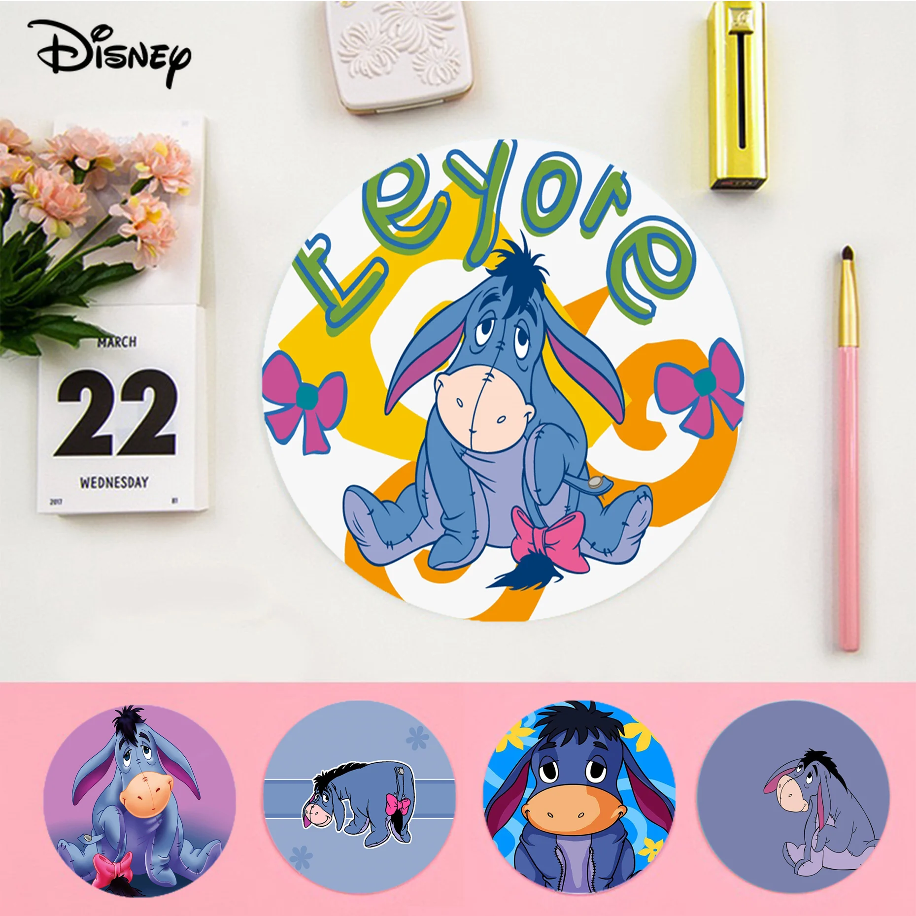 Disney Eeyore Mousepad Small Round Speed Version Game Computer Keyboard Office Table Mat PC Laptop Mouse Mat Desktop Mat