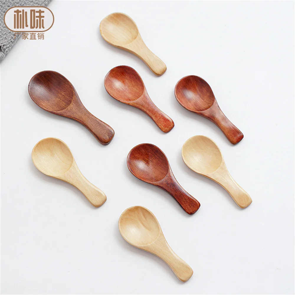 Japanese Style Wooden Children's Spoon Log Wind Baby Feeding Spoon Anti-scalding Baby Spoon Milk Powder Small Wooden Spoon