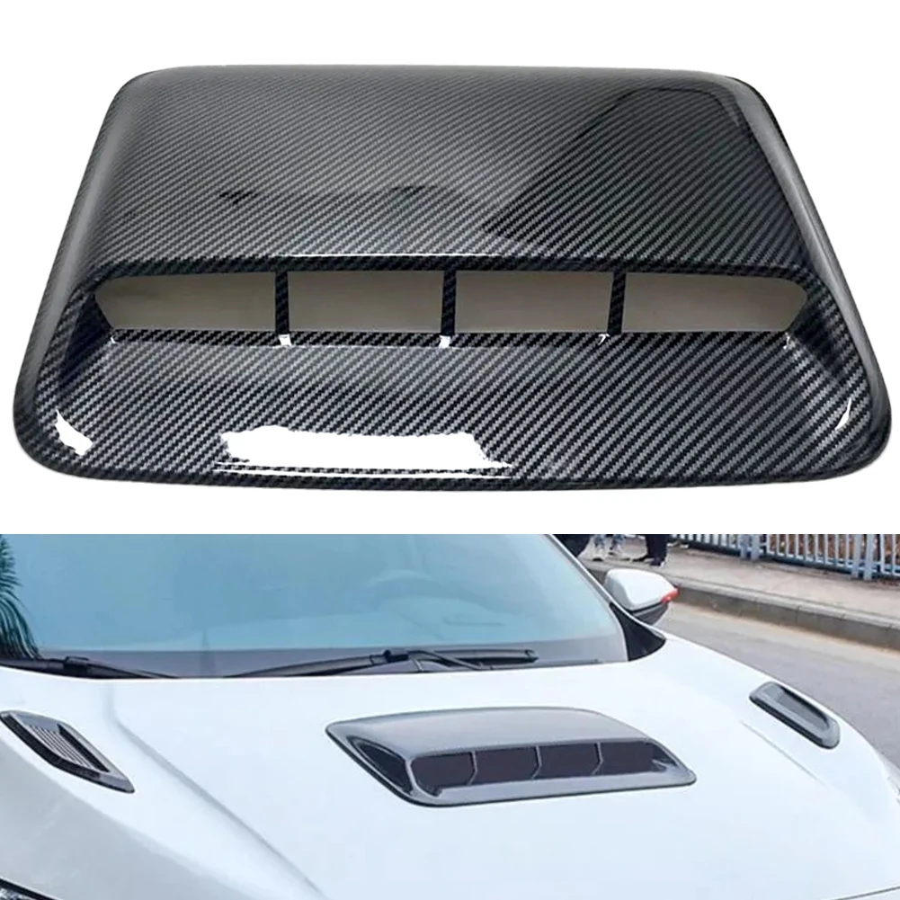 New Universal Car Air Flow Intake Hood Scoop Vent Bonnet Decorative Cover Moulding Decor Trim Carbon Fiber Style ABS Plastic