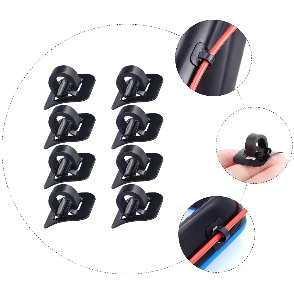 8 Sets Wire Clamp Conduit Liner Guide with Adhesive Seat Aluminum Alloy Brake Shifter Housing Clip