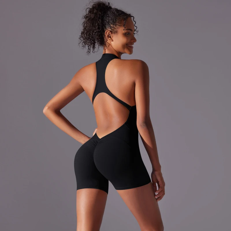 

Women Backless One Piece Yoga Bodysuit Solid Color Slim Tight Compression Sports Leggings For Outdoor Fitness Training
