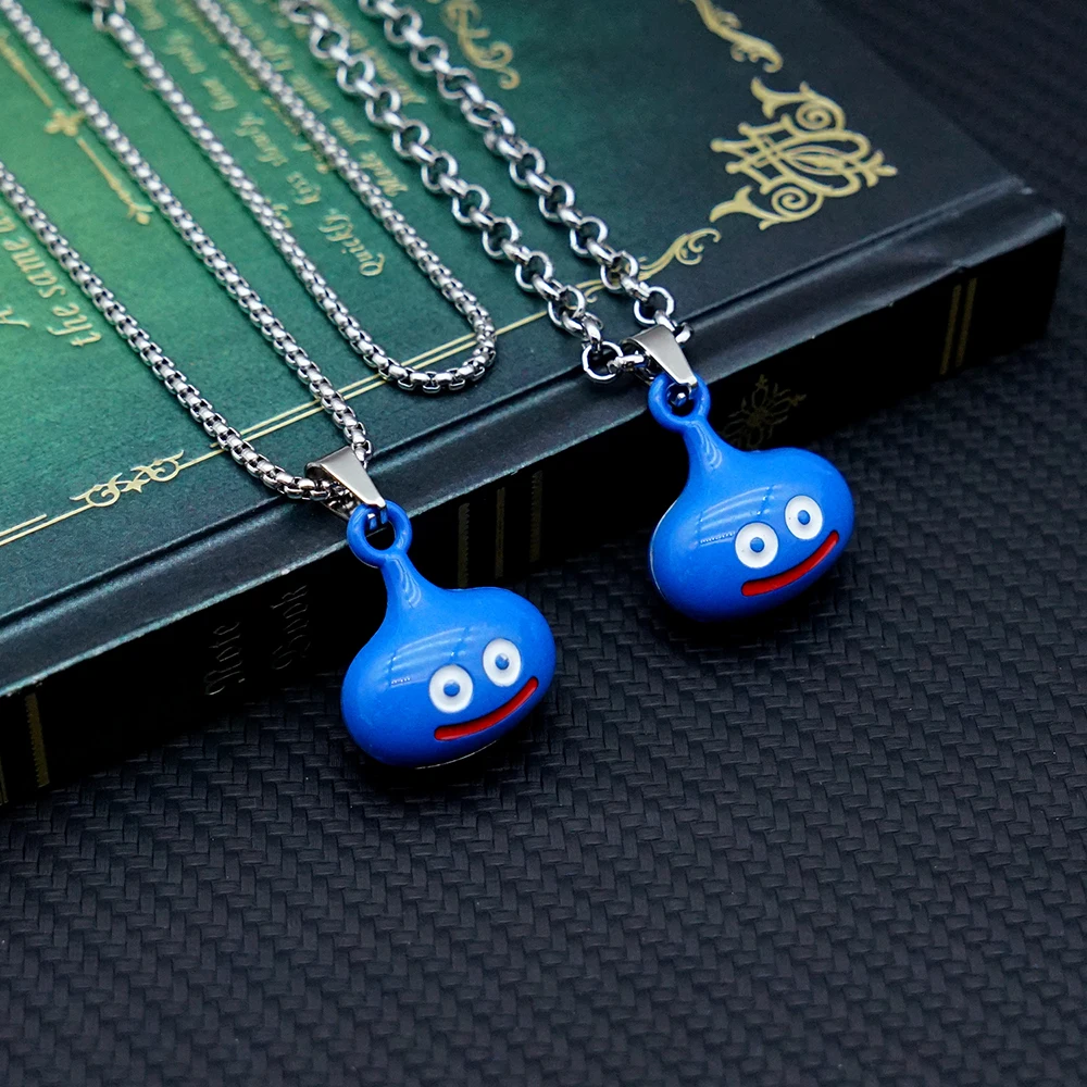 Doragon Kuesuto Necklace Dragon Quest Slime Metal Necklaces Game Jewelry Pendant Chains Choker Collares Charm