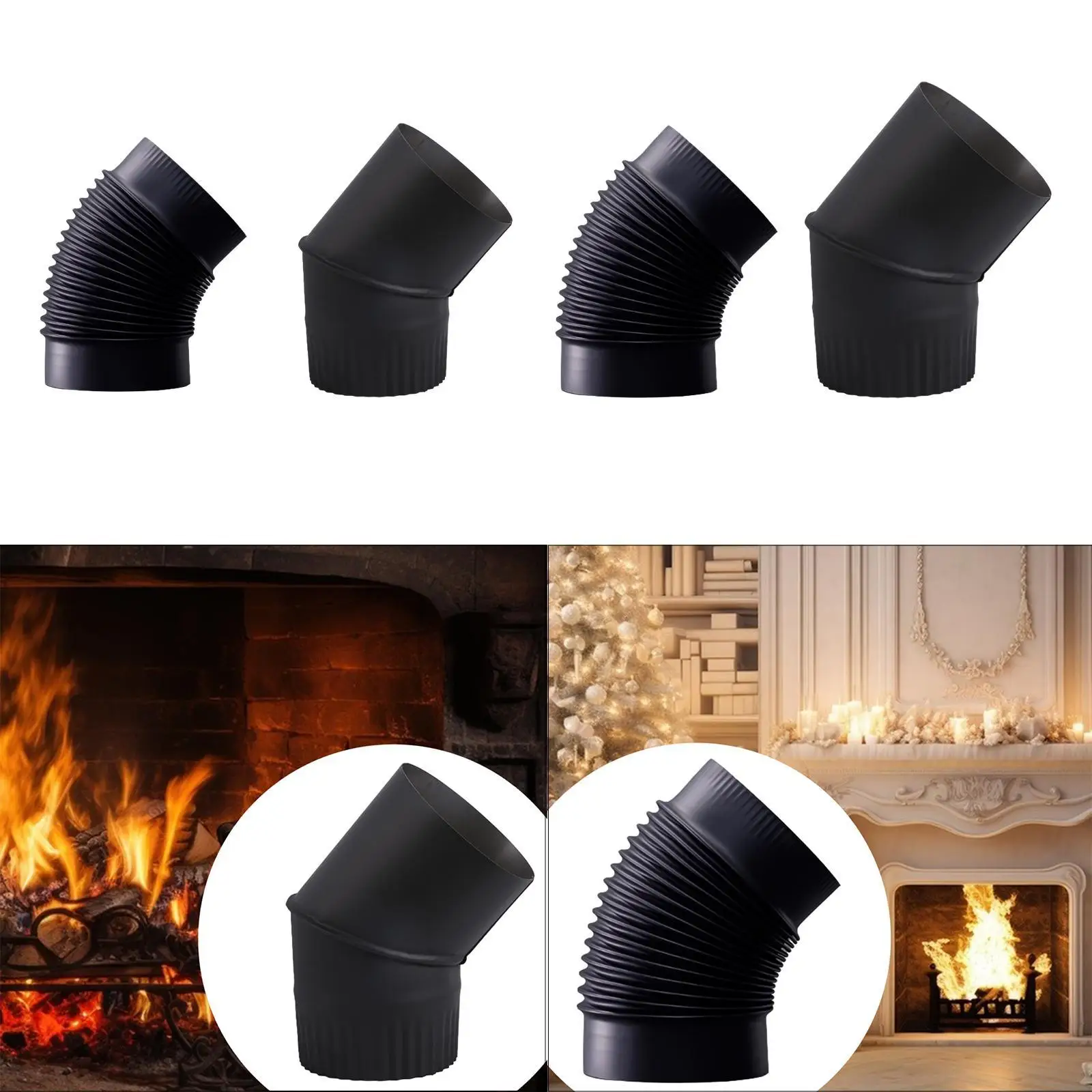 45 Degree Elbow Pipe Exchange Flue Adapter Tube Chimney Exhaust Pipe Portable Outdoor Camping Tent Stove Elbow Chimney Pipe